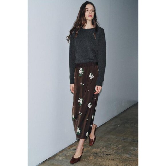 ZARA ZW COLLECTION LIMITED EDITION SEQUINED EMBROIDERED SKIRT - Picture 1 of 9